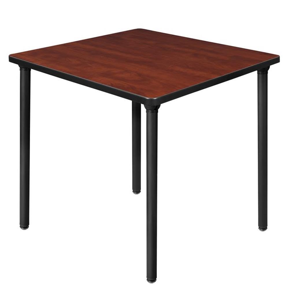 30" Square Folding Breakroom Table Reversible Cherry Maple Top Black Steel Legs Q24617