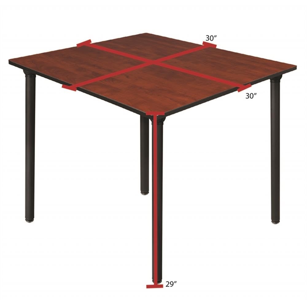 30" Square Folding Breakroom Table Reversible Cherry Maple Top Black Steel Legs Q24617