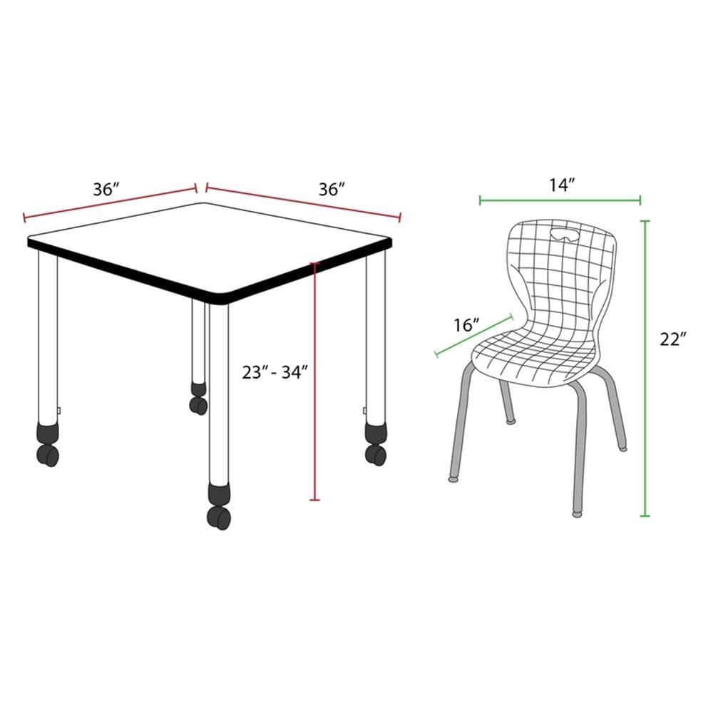 36" Square Mobile Table with 4 Stack Chairs D661231