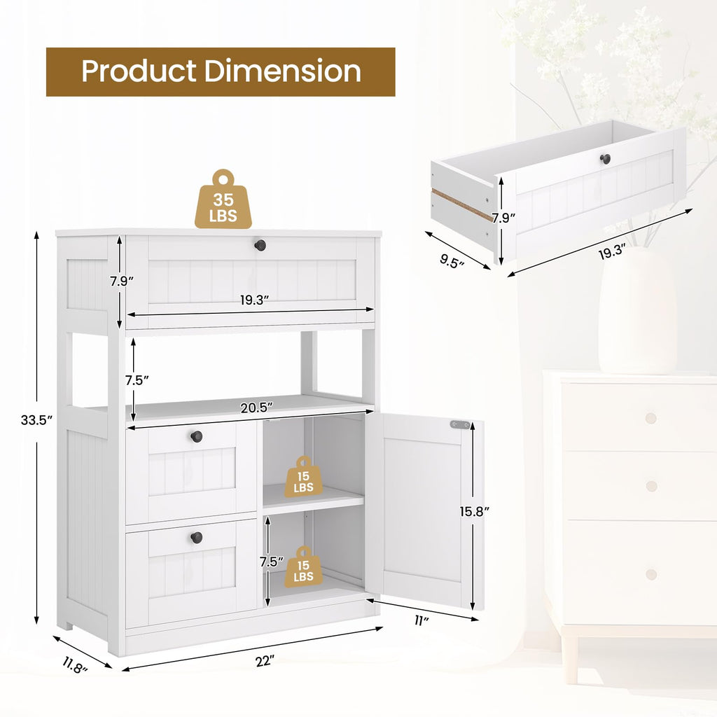 Bathroom Floor Storage Cabinet with 1 Door and 3 Drawers Y293