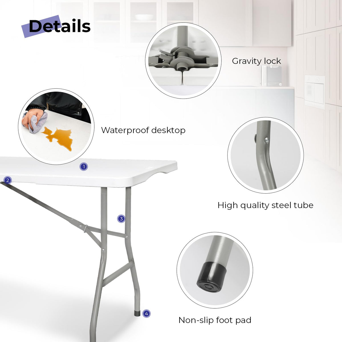 6ft White Folding Table S444506