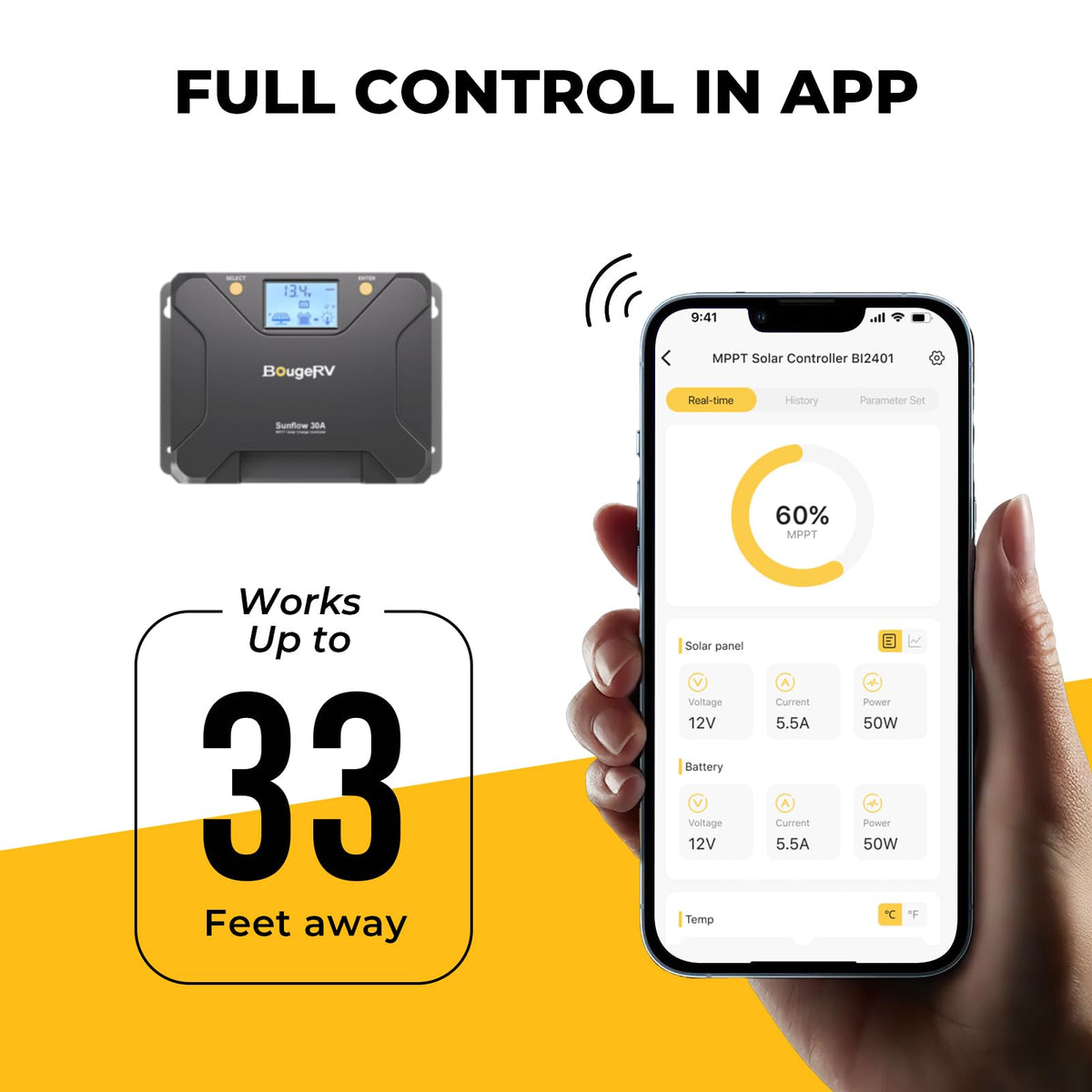 30A MPPT Solar Charge Controller with APP Control O929