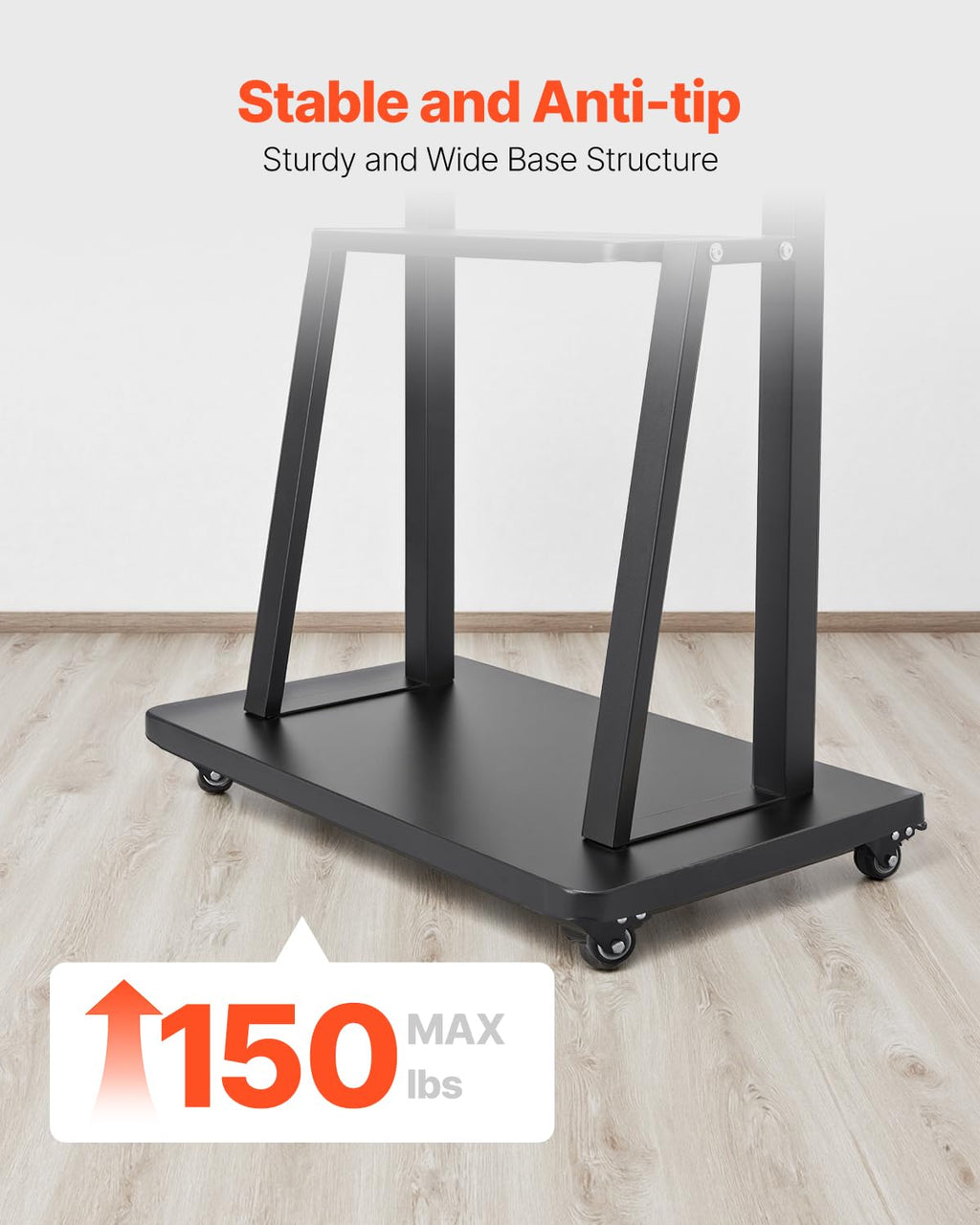 Rolling TV Stand for 32-75 Inch Screens, Height Adjustable with Tray A21895