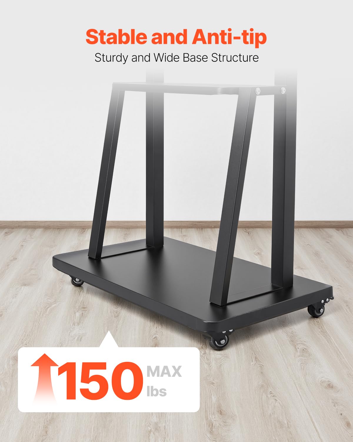 Rolling TV Stand for 32-75 Inch Screens, Height Adjustable with Tray A21895