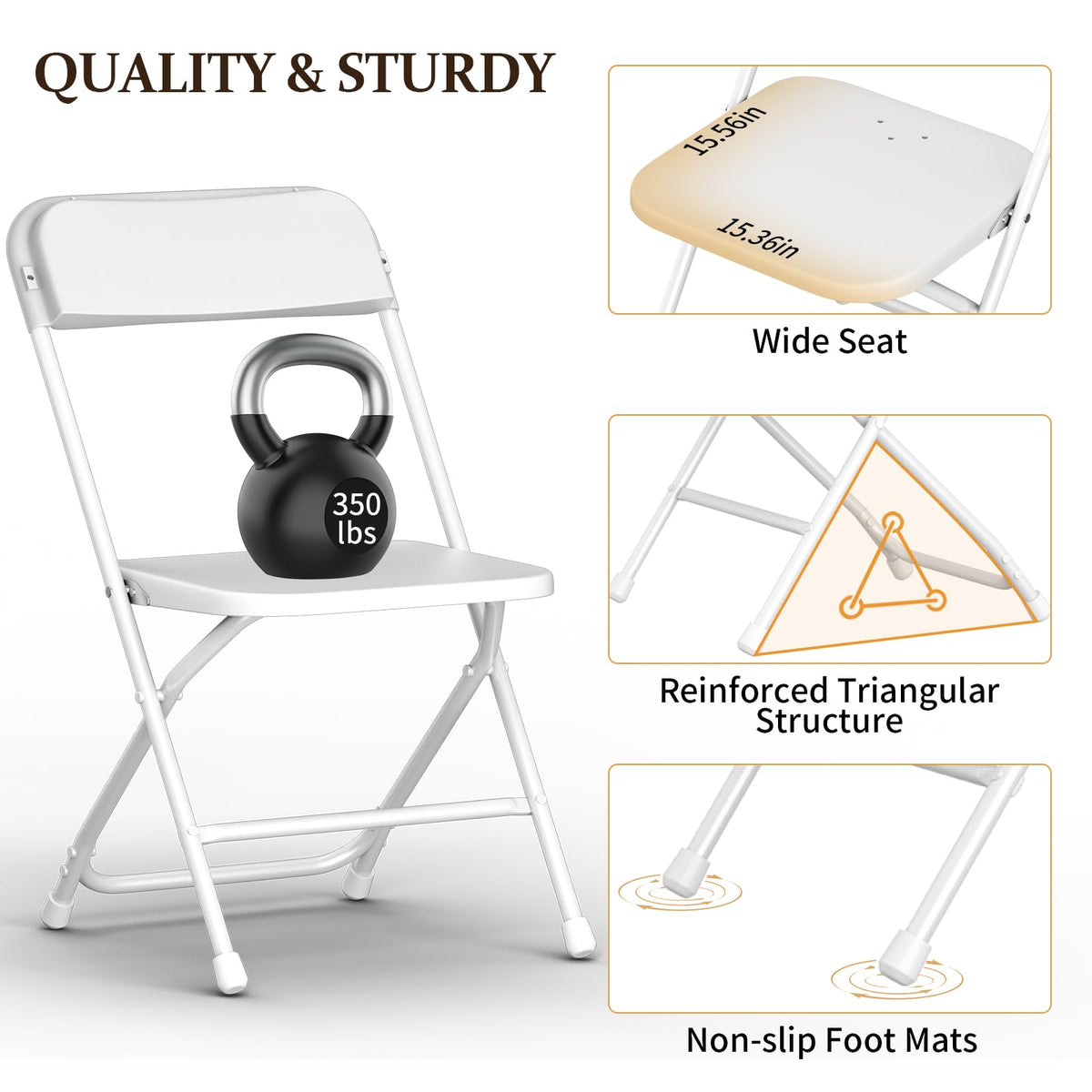 10 Pack Folding Chairs with Steel Frame P8112