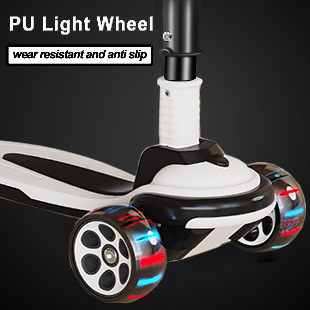 5 Adjustable Height Foldable Kick Scooter with 3 LED Light Wheels U81530