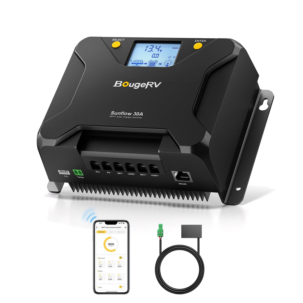 30A MPPT Solar Charge Controller with APP Control O929