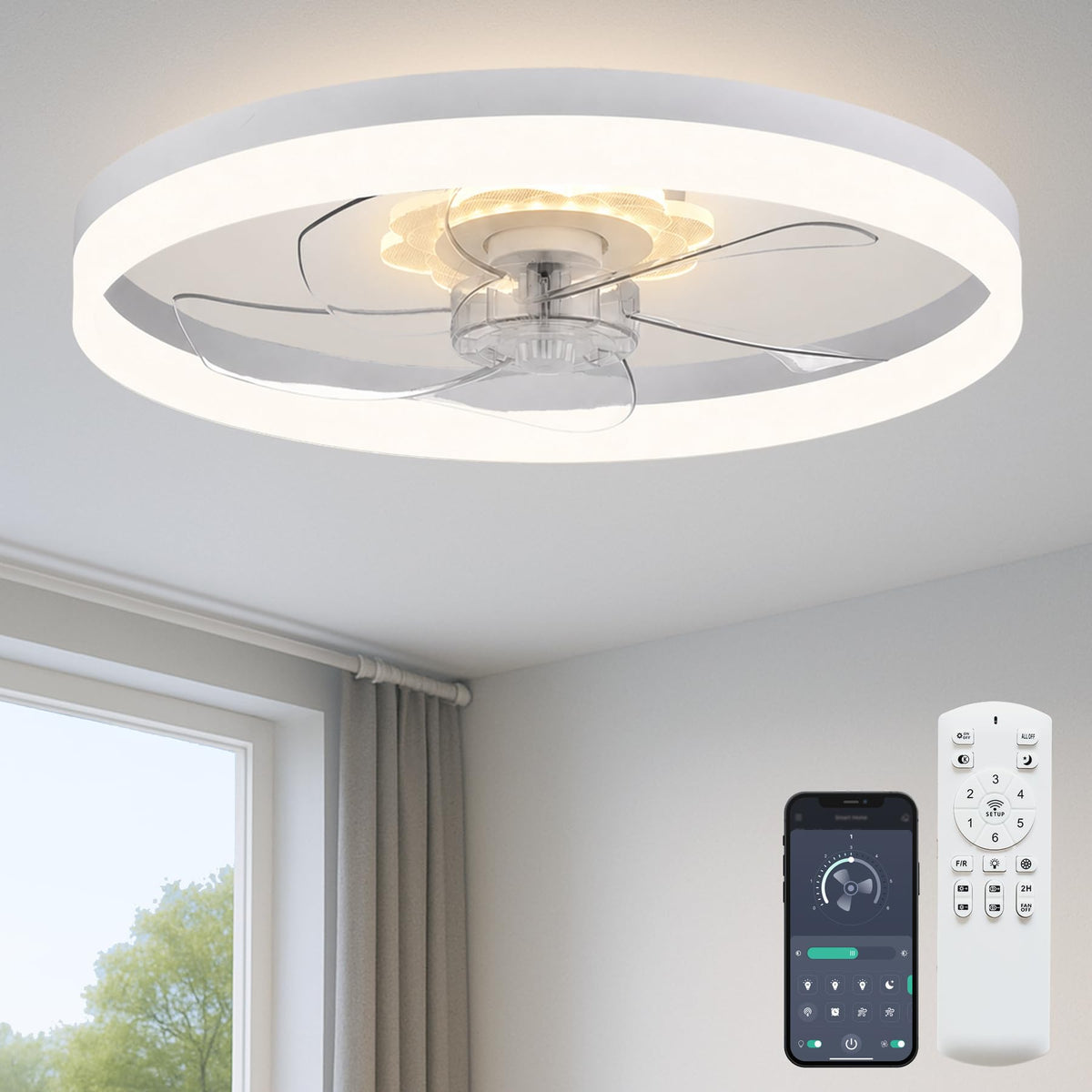 20'' Ceiling Fan with Light and Remote C772
