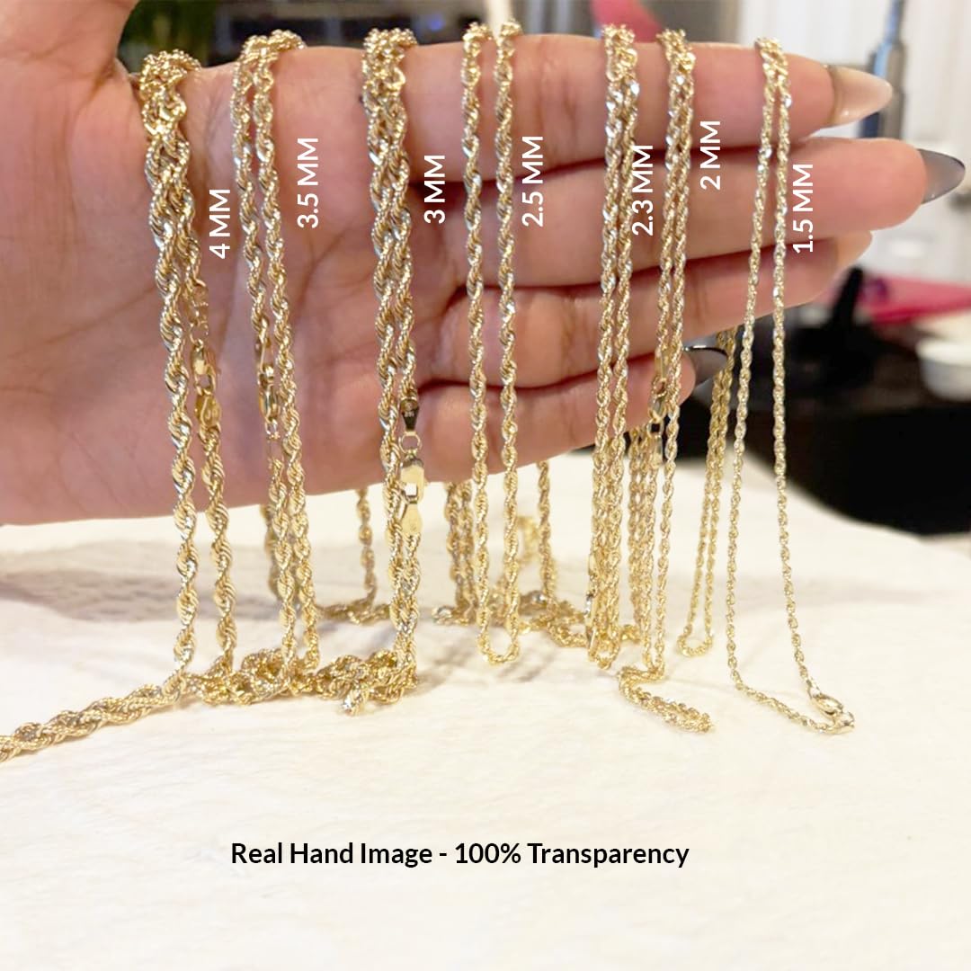 18K Solid Yellow Gold Rope Chain Necklace B261647