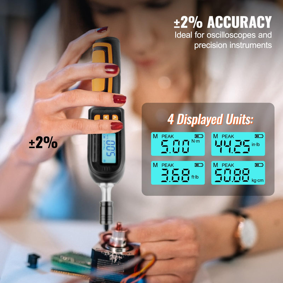 1/4" Drive Digital Torque Screwdriver with LCD, Bits & Case F354