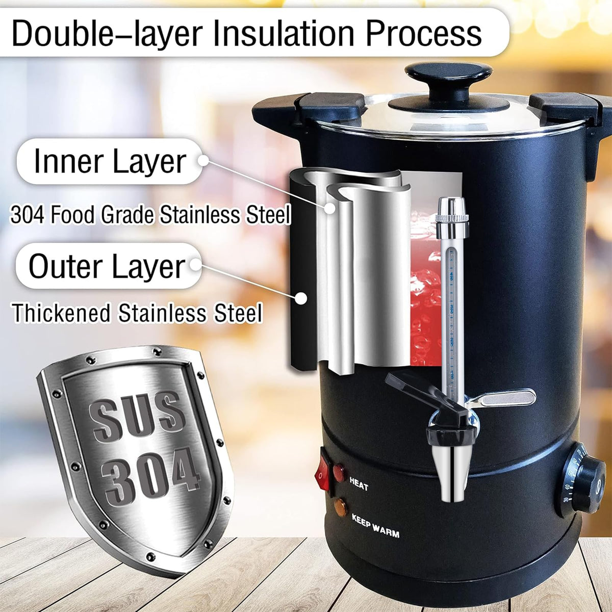 50-Cup Stainless Steel Commercial Coffee Urn P553