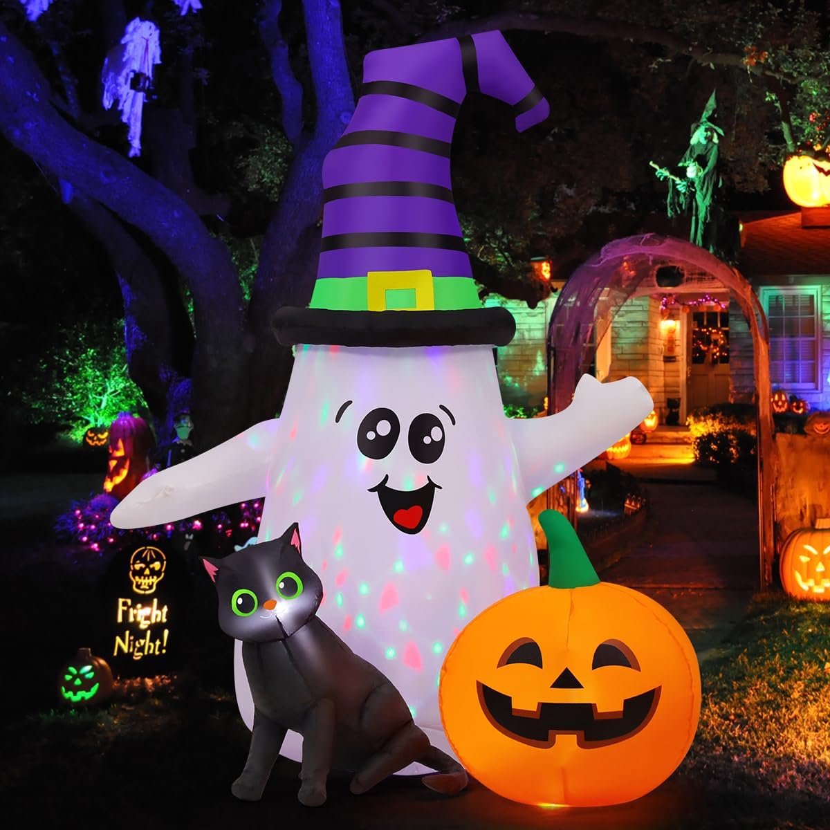 5FT Inflatable Halloween Ghost with Pumpkin Yard Decoration Y375