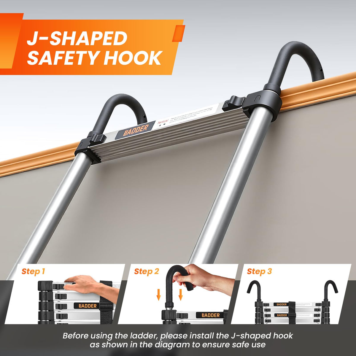 12.5 FT Telescoping Ladder with Hooks R983