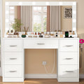 White Vanity Desk with 12 LED Lights and 7 Drawers F516567