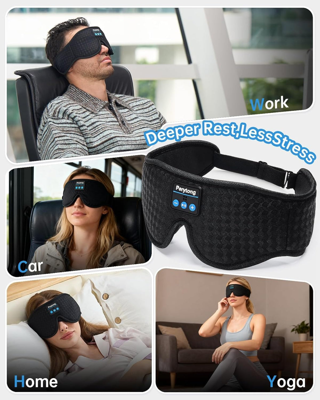 2 Pack Bluetooth Sleep Mask and Headband Headphones Set G868