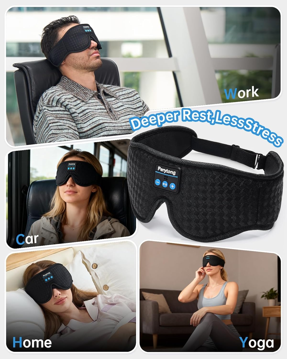 2 Pack Bluetooth Sleep Mask and Headband Headphones Set G868