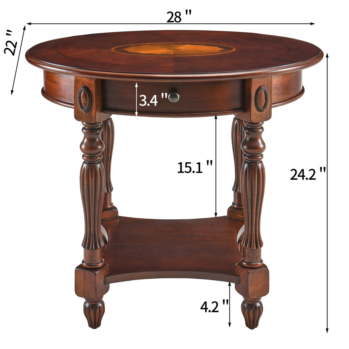 2-Tier Cherry Wood End Table with Drawer I328100