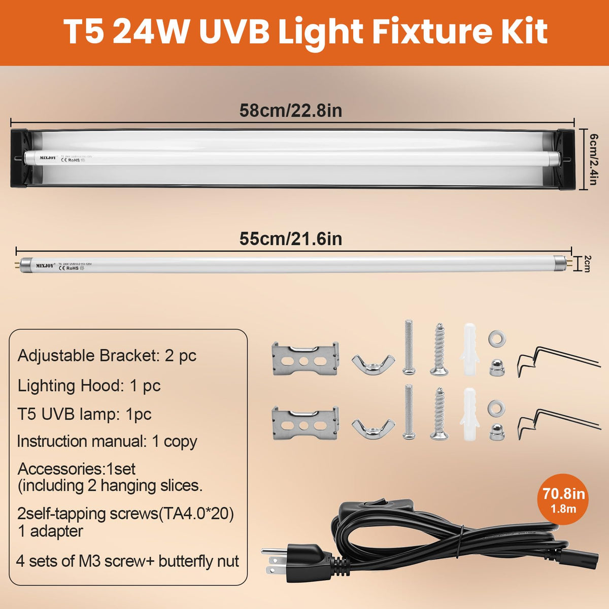 24W 10.0 UVB Reptile Light Kit L8530