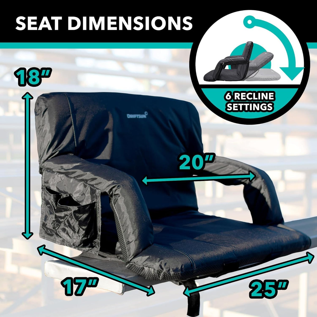 2 Pack Extra Wide Foldable Stadium Seats with Back Support H384632