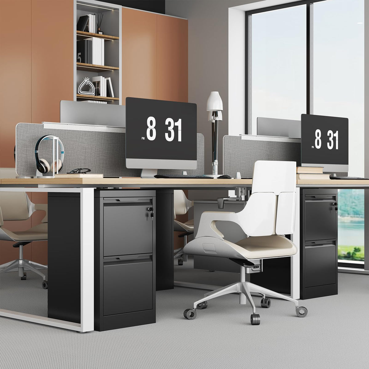2 Drawer Black Metal File Cabinet with Lock F99935