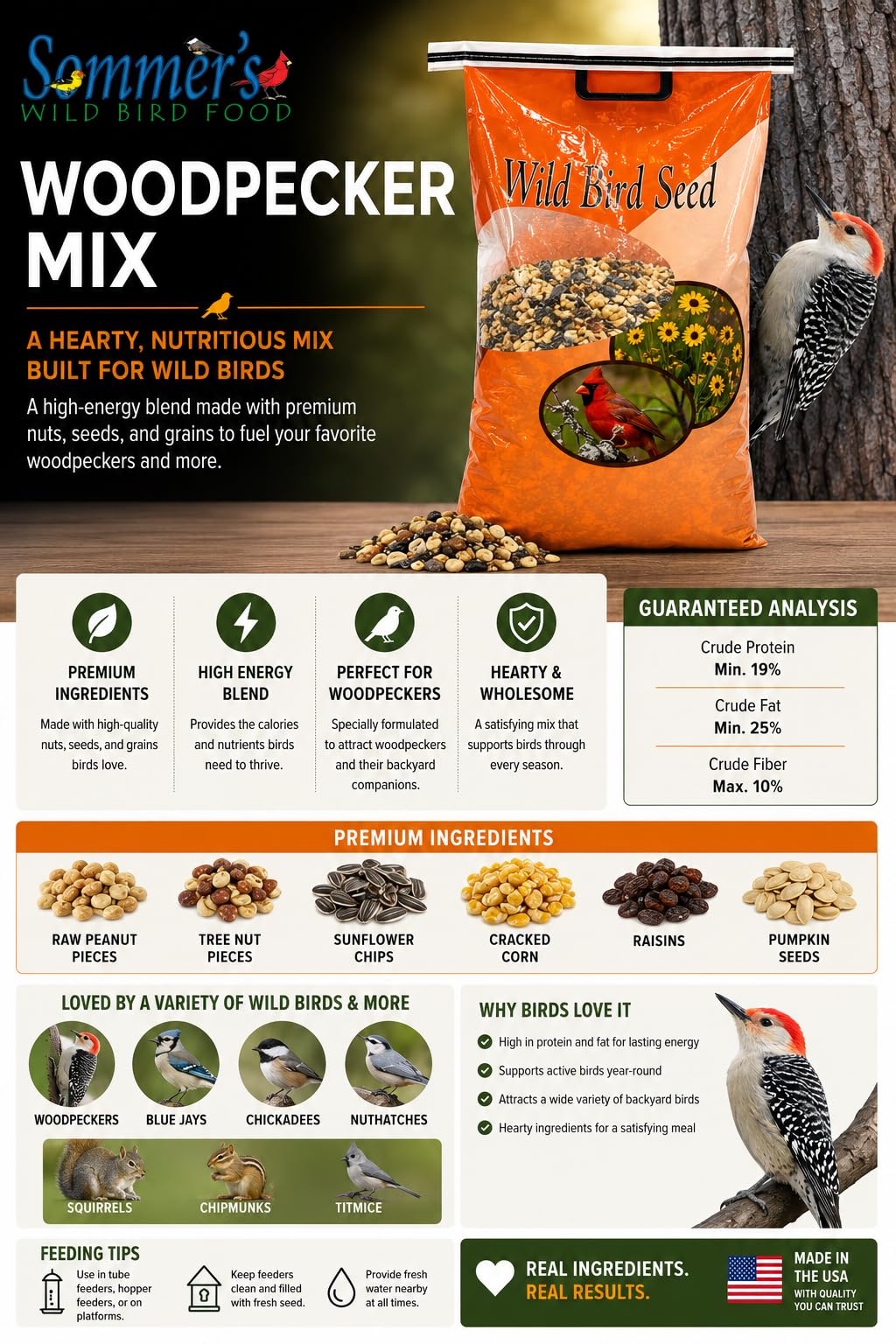 Bird Seed, 20 lb, Nut & Sunflower Seed Blend I9872
