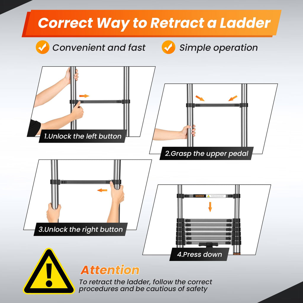 12.5 FT Telescoping Ladder with Hooks R983