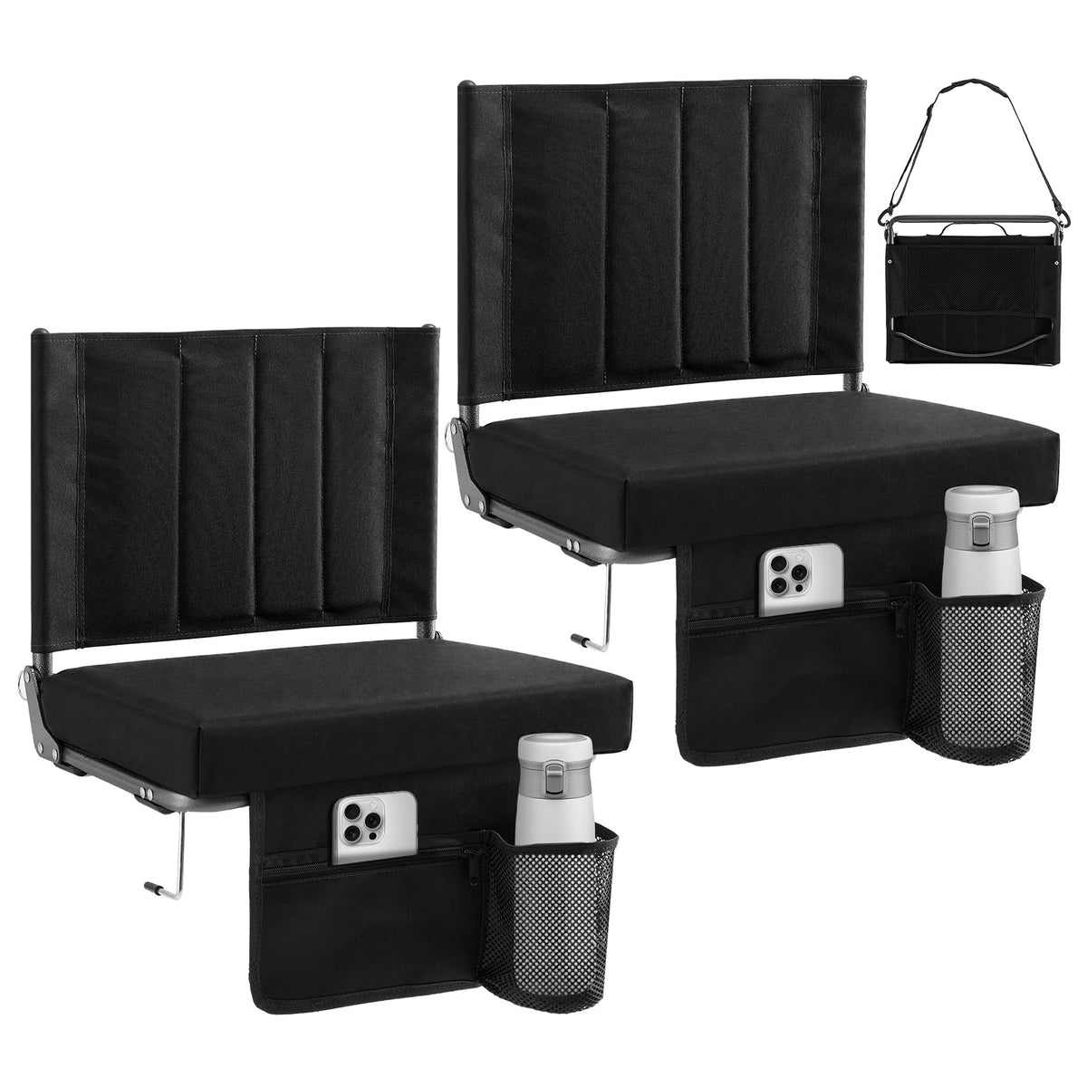 Stadium Seats with Back Support 2 Pack, Black T69257
