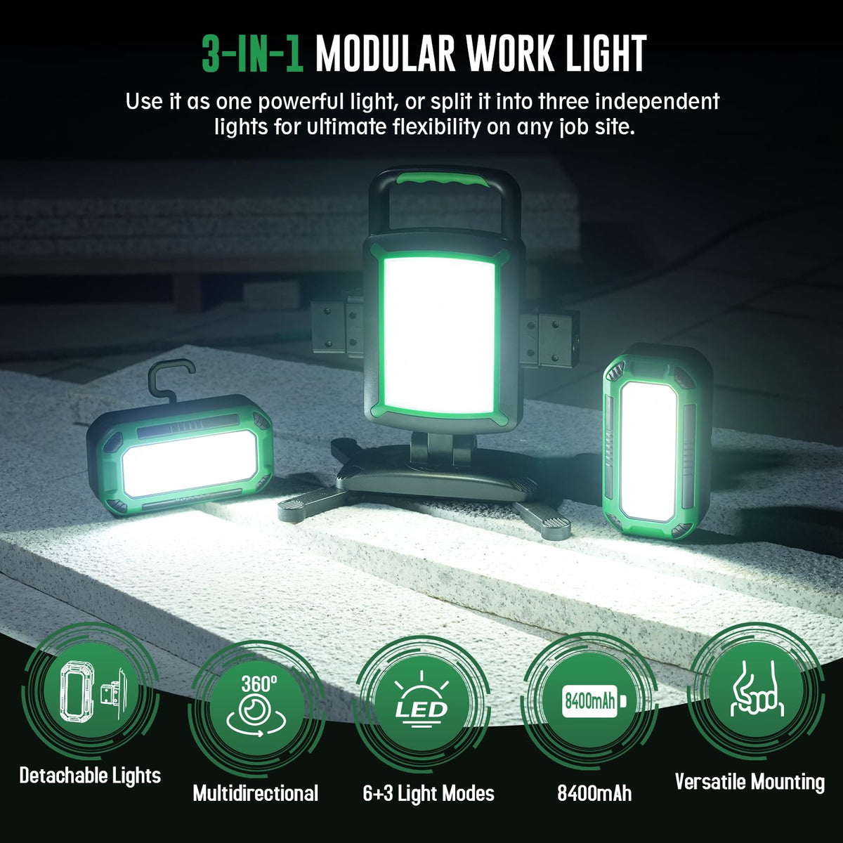 50W 5000LM Rechargeable Magnetic LED Work Light A37859