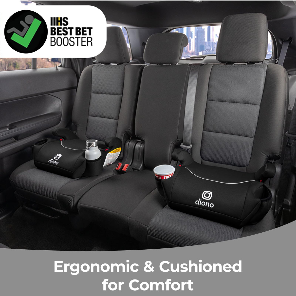 Black Backless Booster Car Seats, Pack of 2 V2733