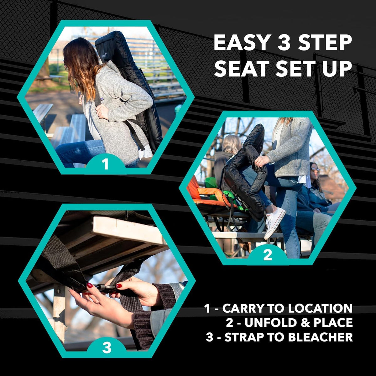 2 Pack Extra Wide Foldable Stadium Seats with Back Support H384632