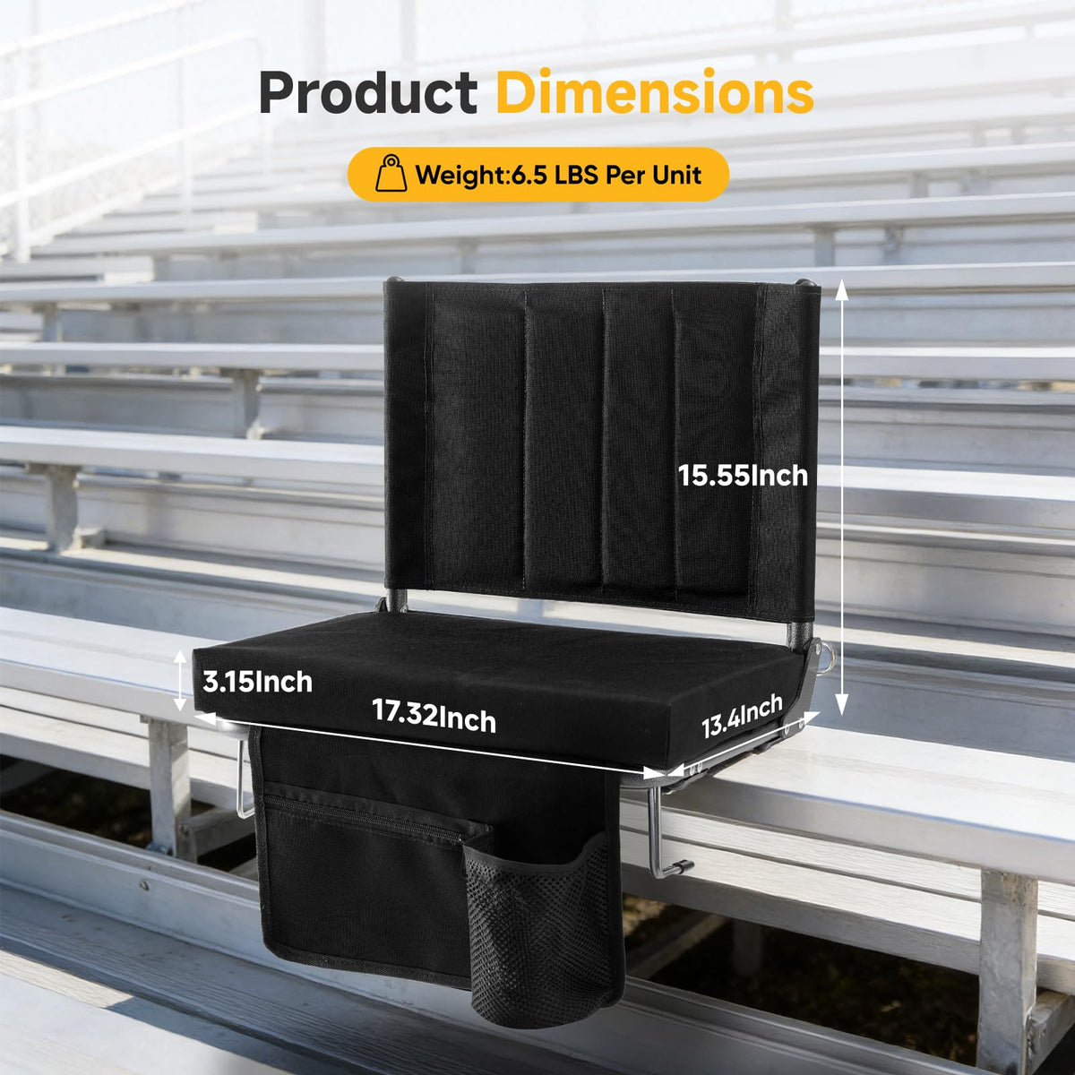 Stadium Seats with Back Support 2 Pack, Black T69257