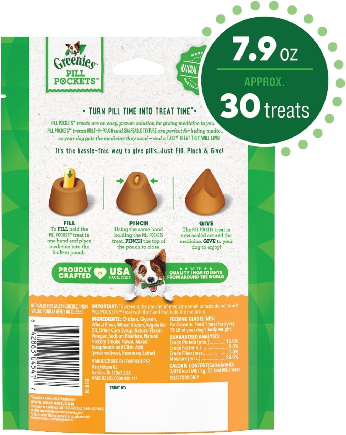 Chicken Capsule Size Dog Medicine Treats 3 Pack V8013