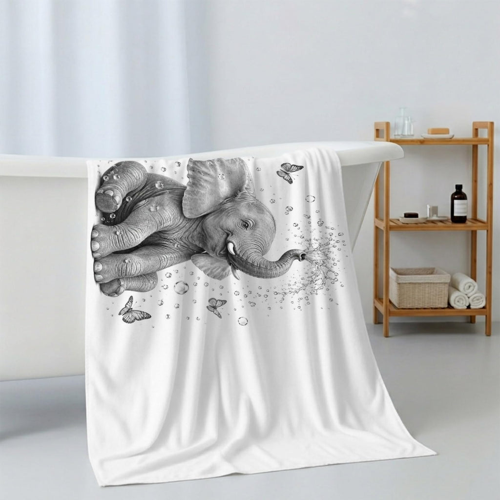 Gray Elephant Butterfly 3 Pack Cotton Bath Towel Set Z58123
