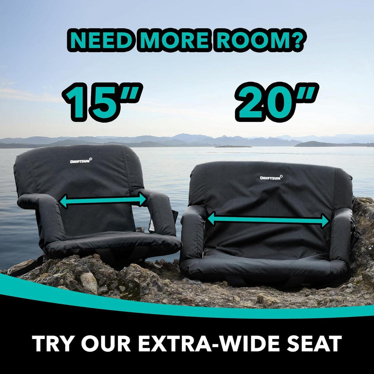 2 Pack Extra Wide Foldable Stadium Seats with Back Support H384632
