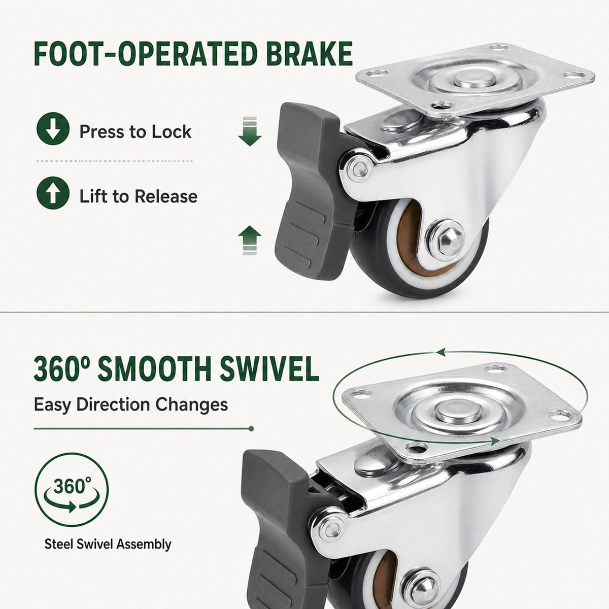 1 Inch Caster Wheels Set of 4 O5854