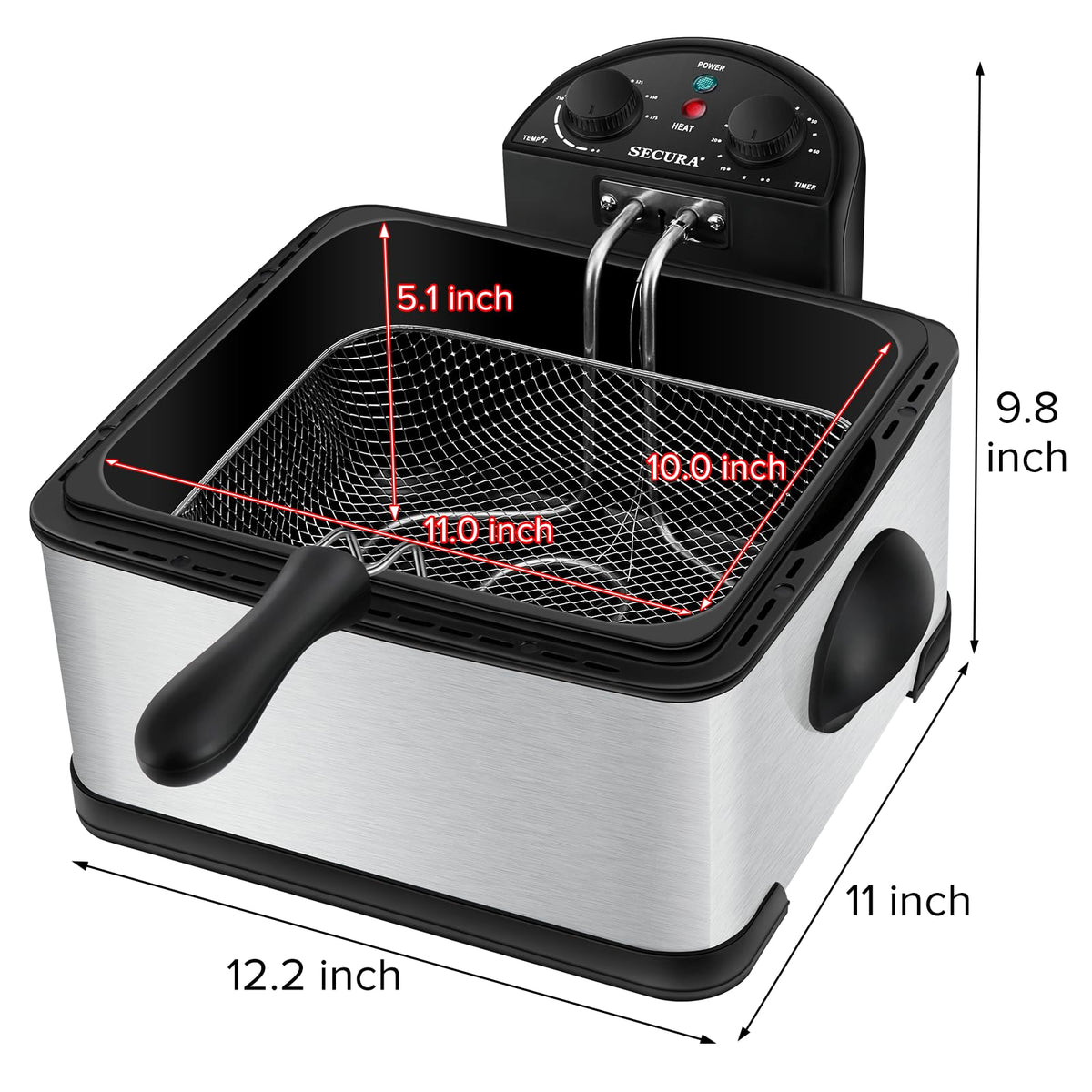 4 Liters Stainless-Steel Electric Deep Fryer with Timer D42122