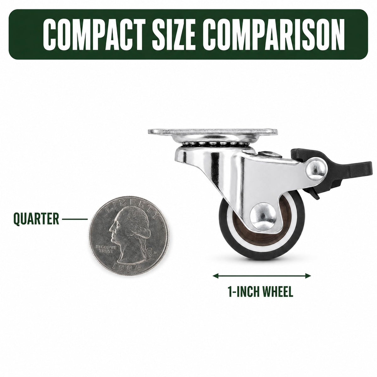 1 Inch Caster Wheels Set of 4 O5854