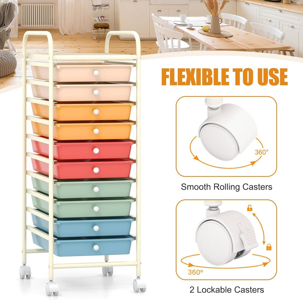 10 Drawer Rolling Cart S209