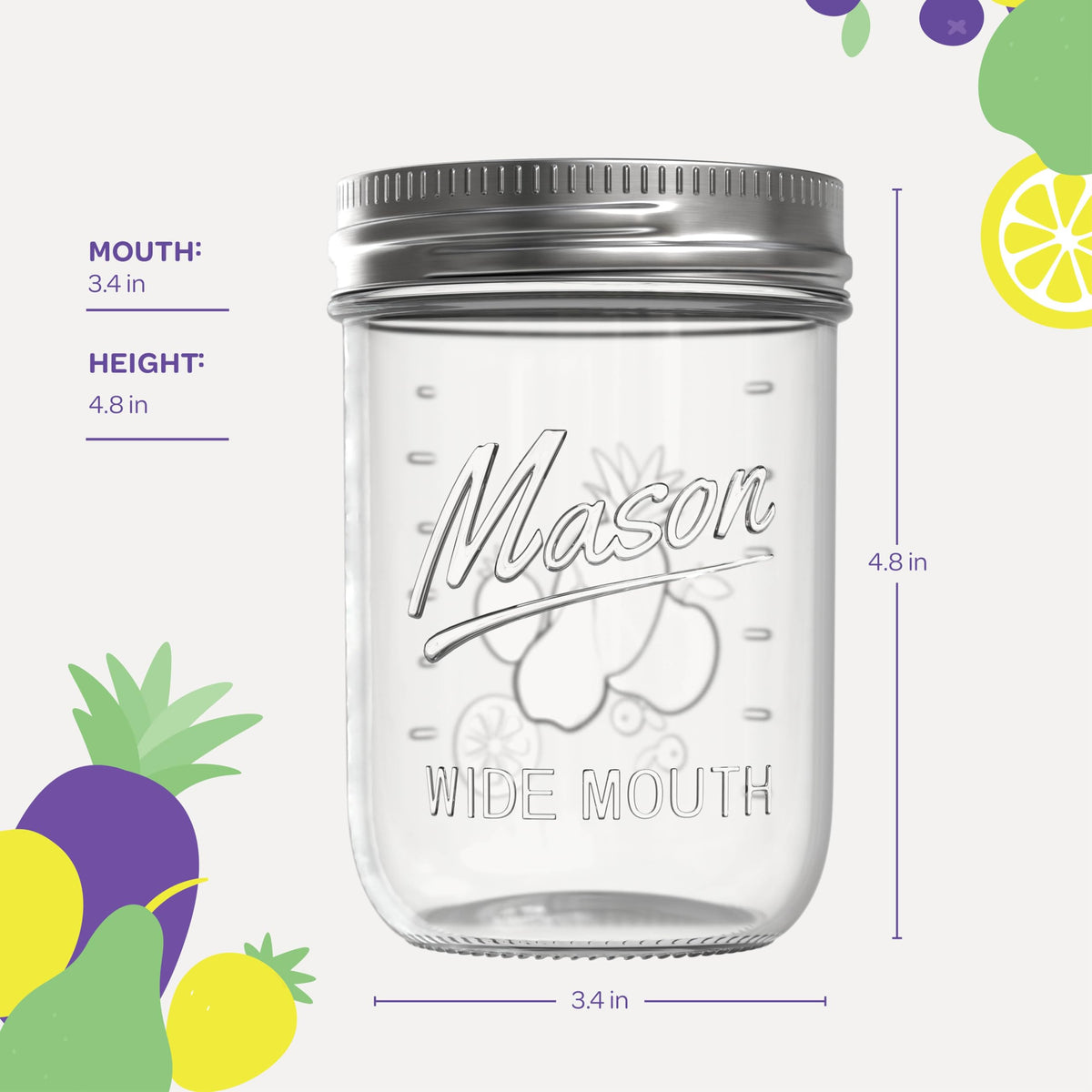 16 oz Wide Mouth Mason Jars 18 Pack with Lids and Bands E395780