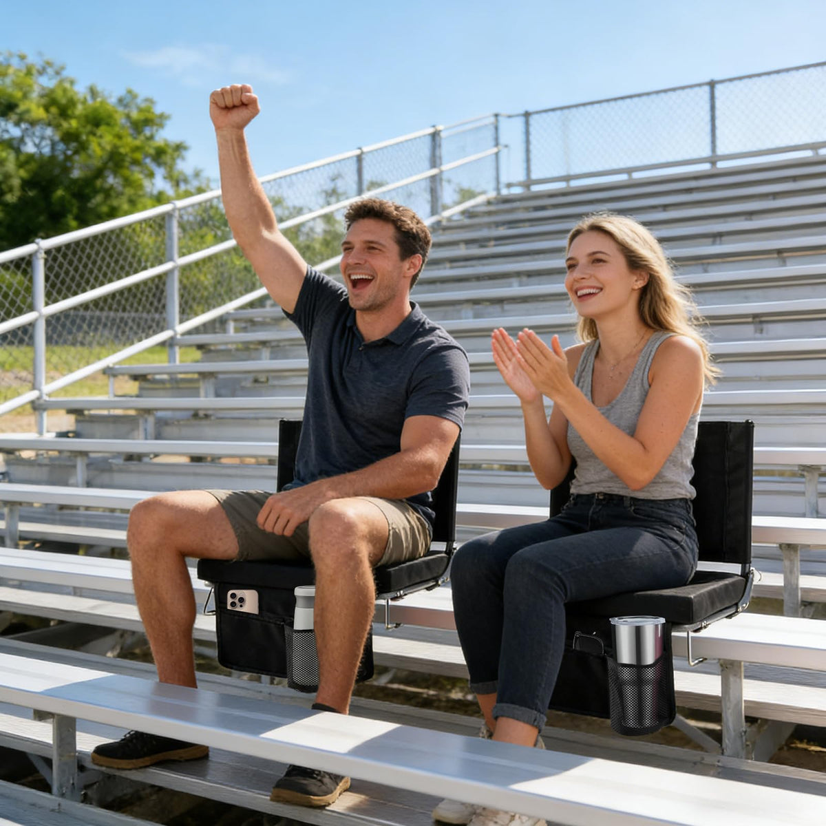 Stadium Seats with Back Support 2 Pack, Black T69257