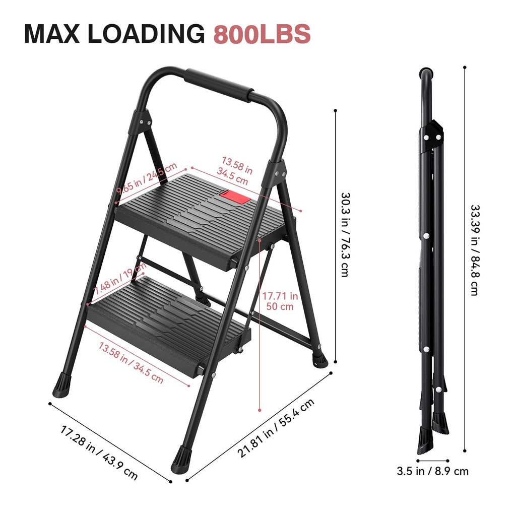 2 Step Steel Step Ladder with Handrail U16532