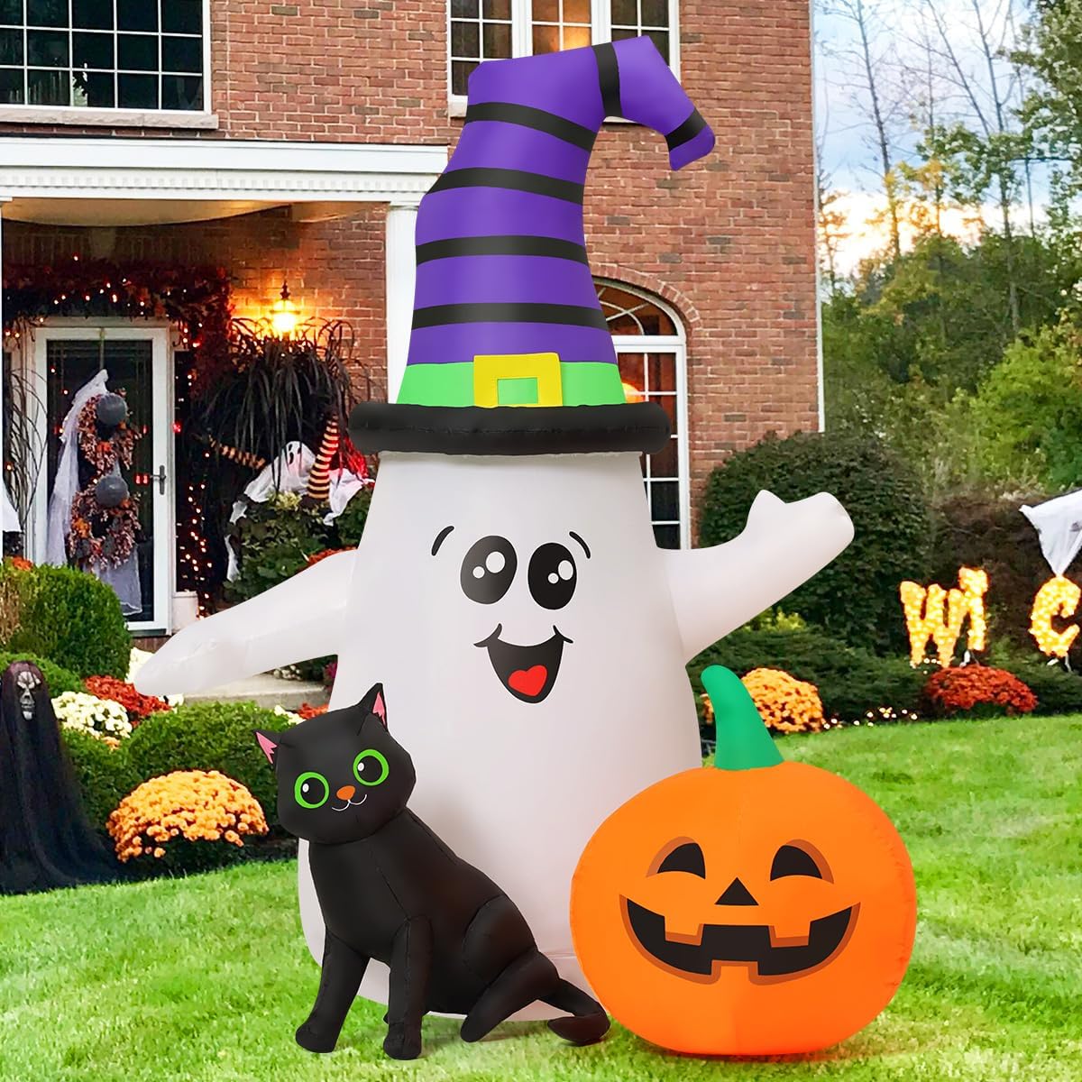 5FT Inflatable Halloween Ghost with Pumpkin Yard Decoration Y375