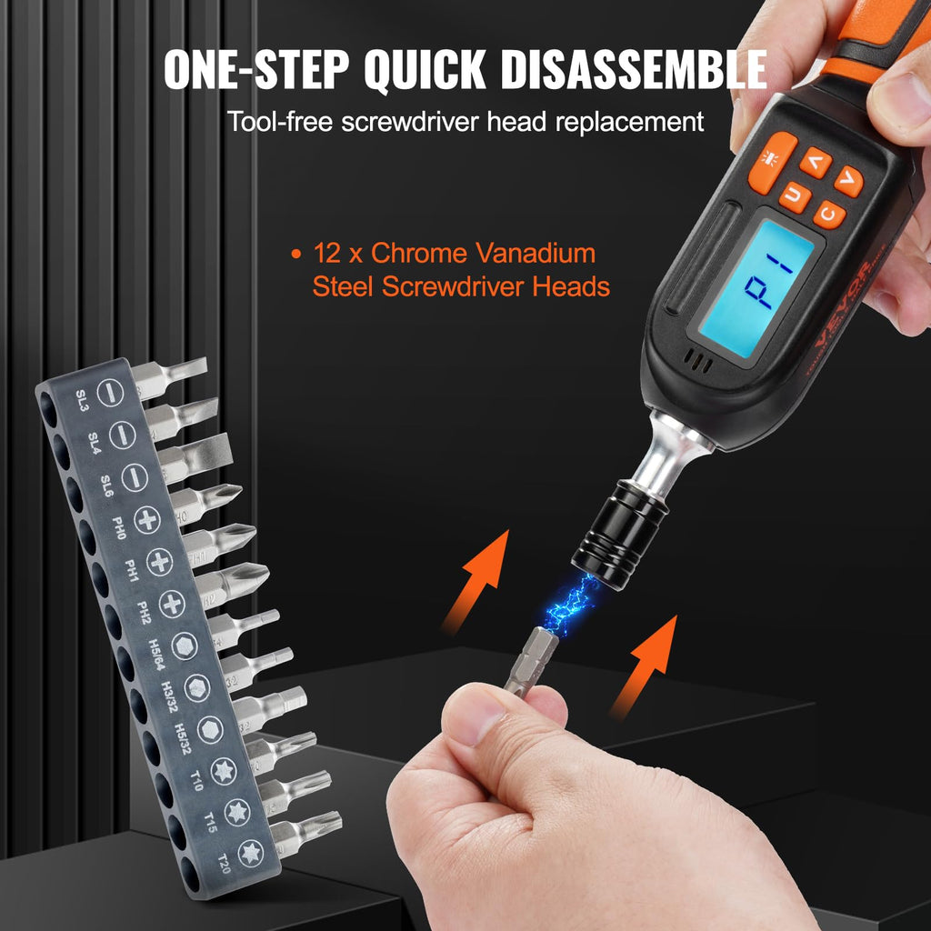 1/4" Drive Digital Torque Screwdriver with LCD, Bits & Case F354