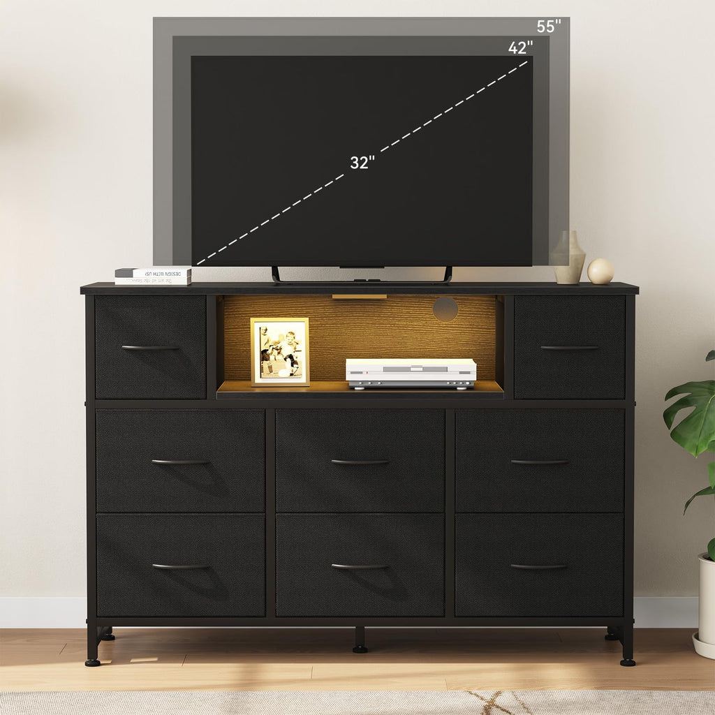 LED TV Stand Dresser with Charging Station T885936