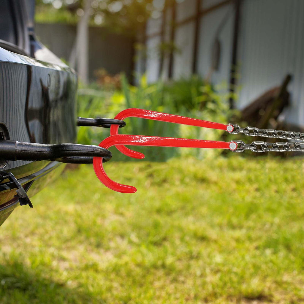 3/8" x 3' G80 V Bridle Towing Chain with J Hooks and Grab Hooks E993