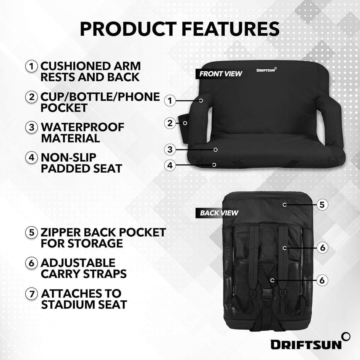 2 Pack Extra Wide Foldable Stadium Seats with Back Support H384632