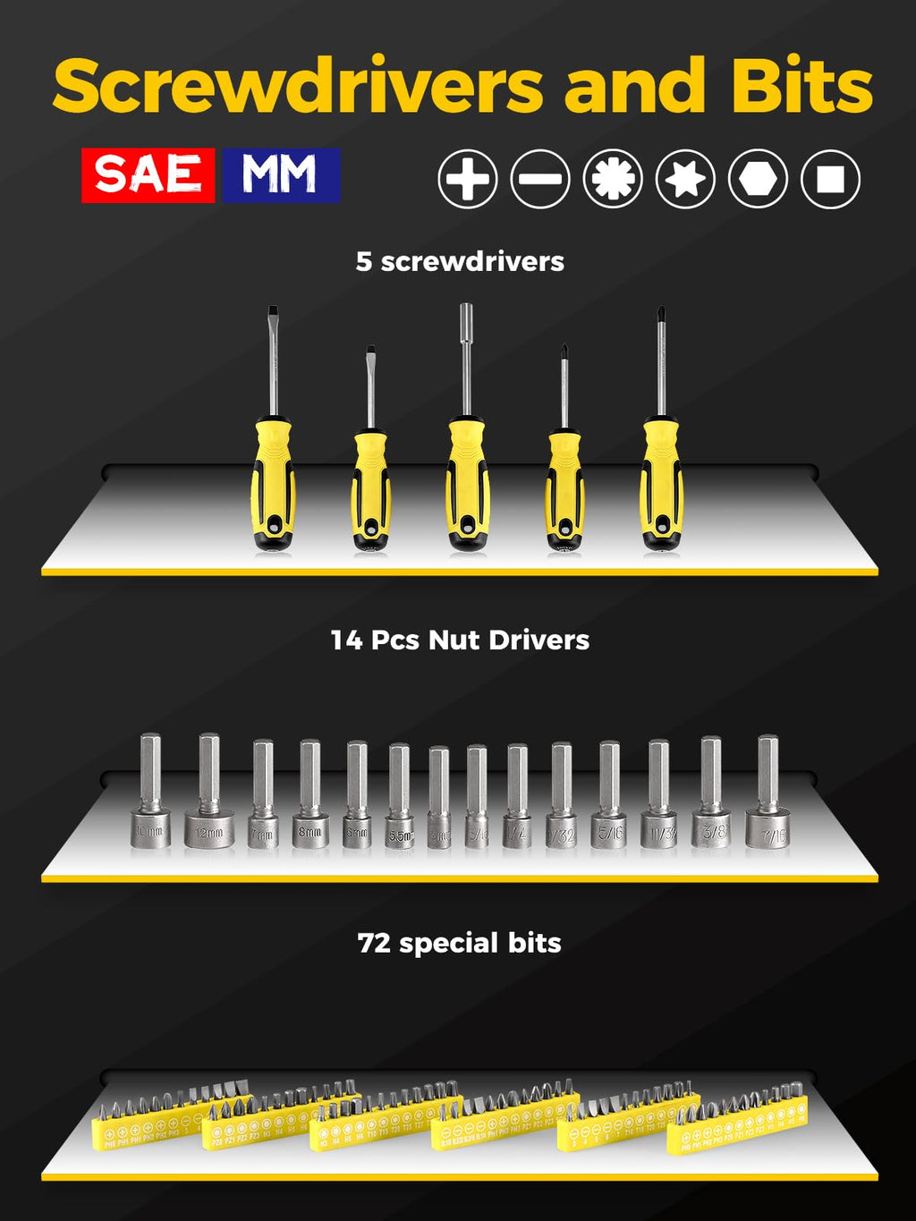 203-Piece SAE/Metric Mechanics Tool Set V519