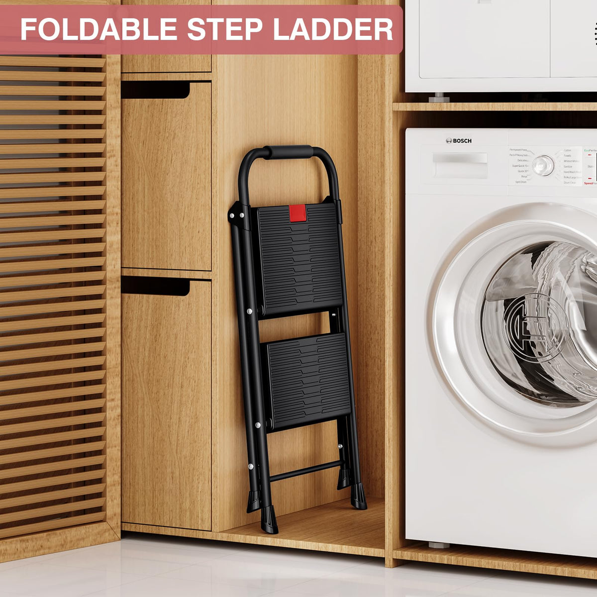2 Step Steel Step Ladder with Handrail U16532