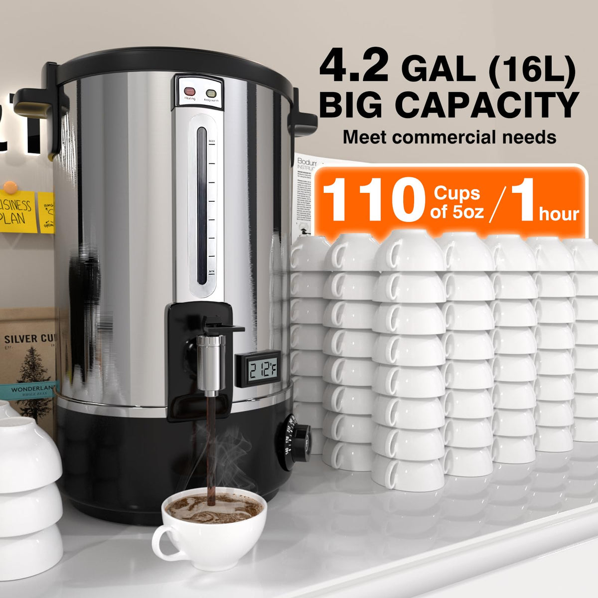 110-Cup Stainless Steel Commercial Coffee Urn Y460718