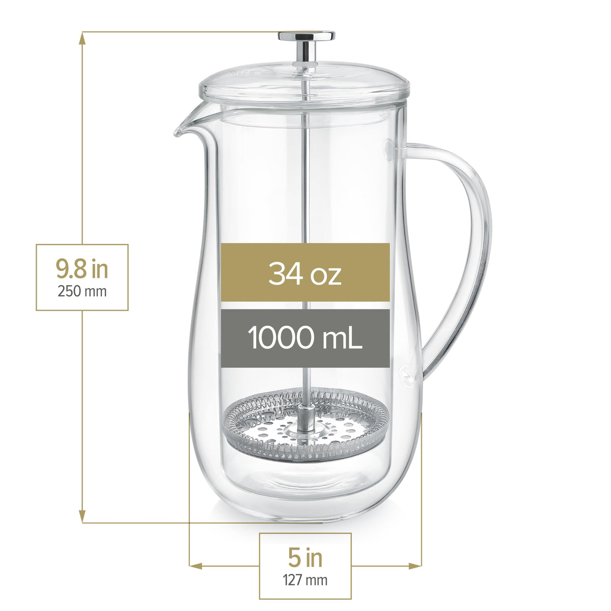 Double-Walled Glass French Press 34 oz S16218